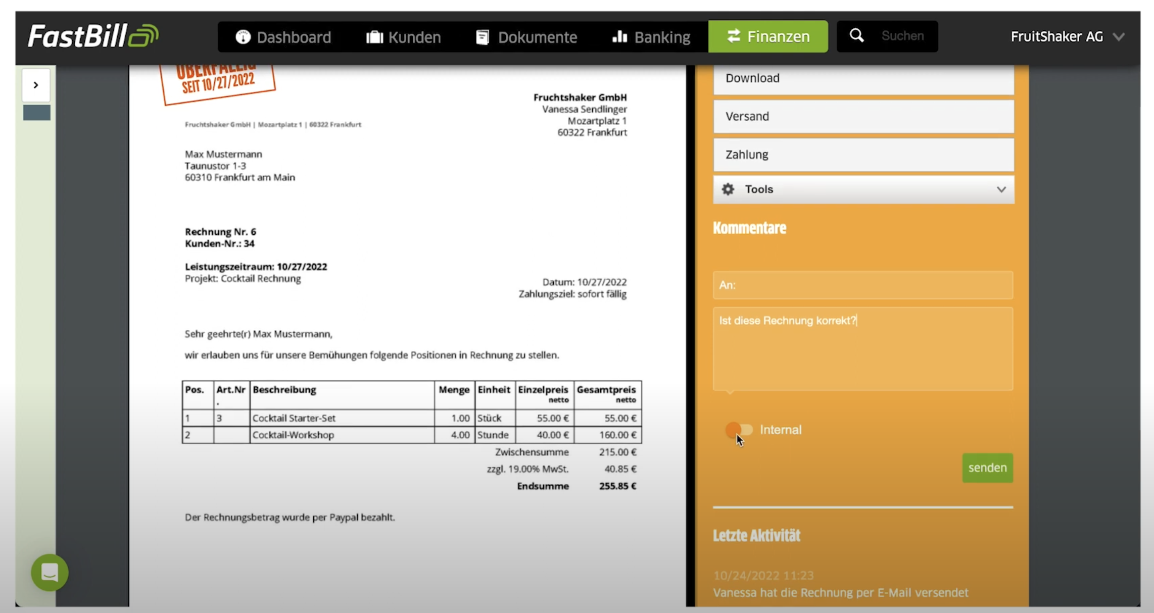 Zusammenarbeit in FastBill