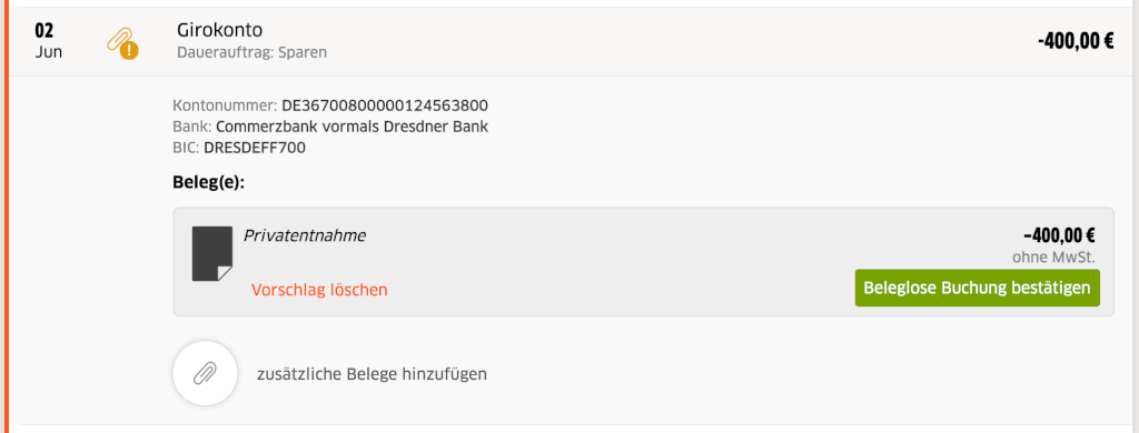 Beleglose Transaktion