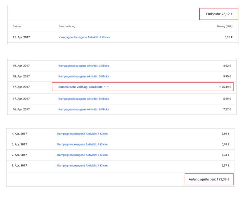 google adwords rechnung beispiel 1