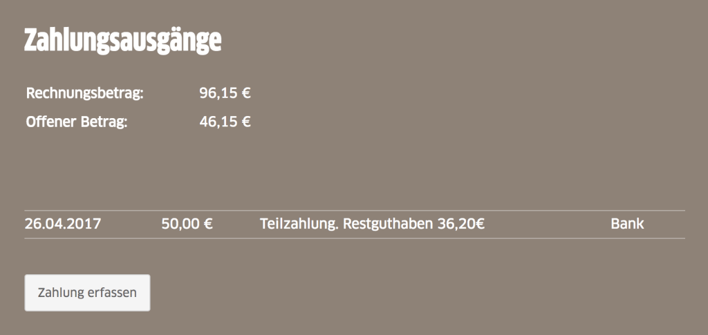 teilzahlung erfassen fastbill