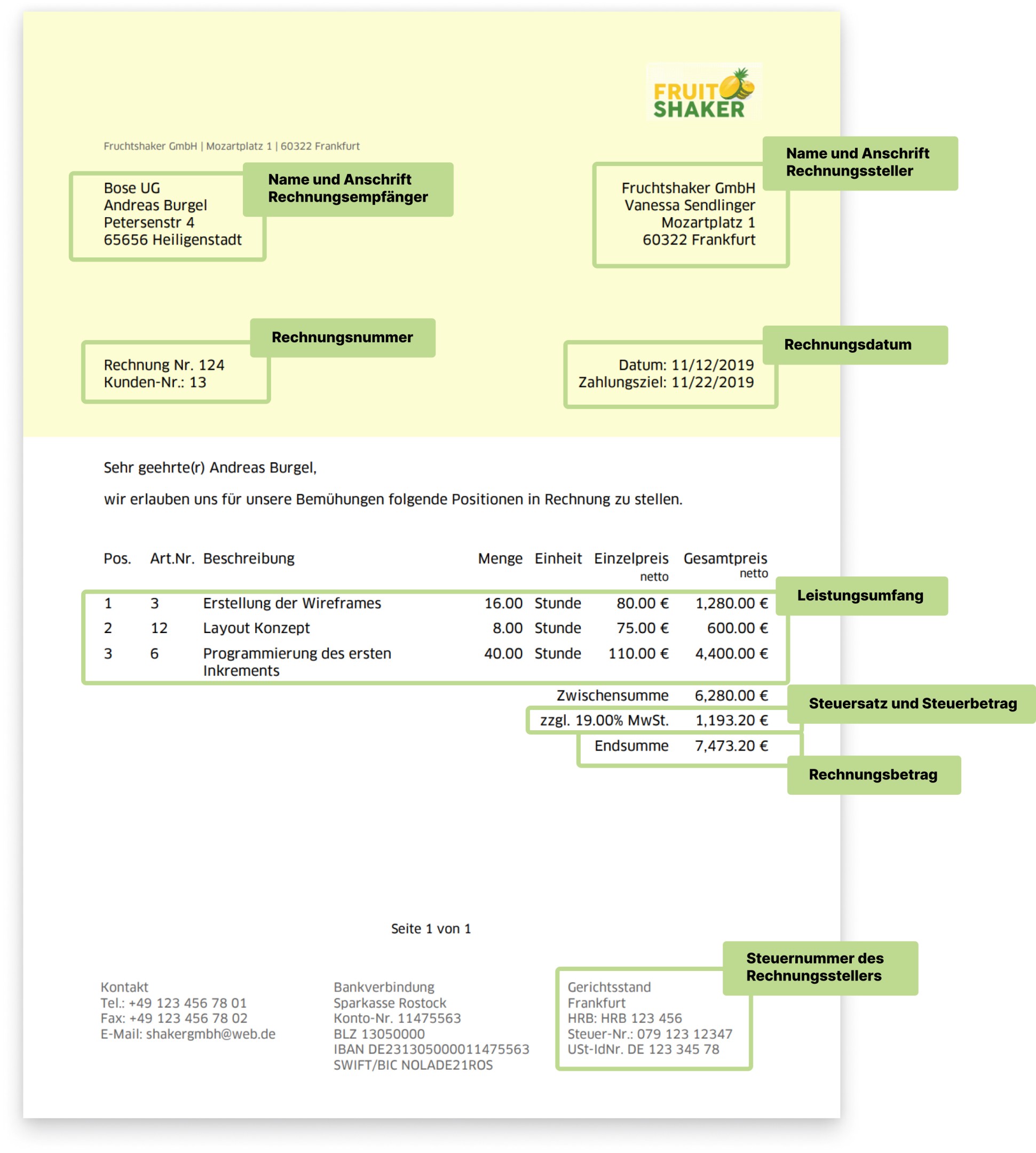 Pflichtangaben Rechnung Muster