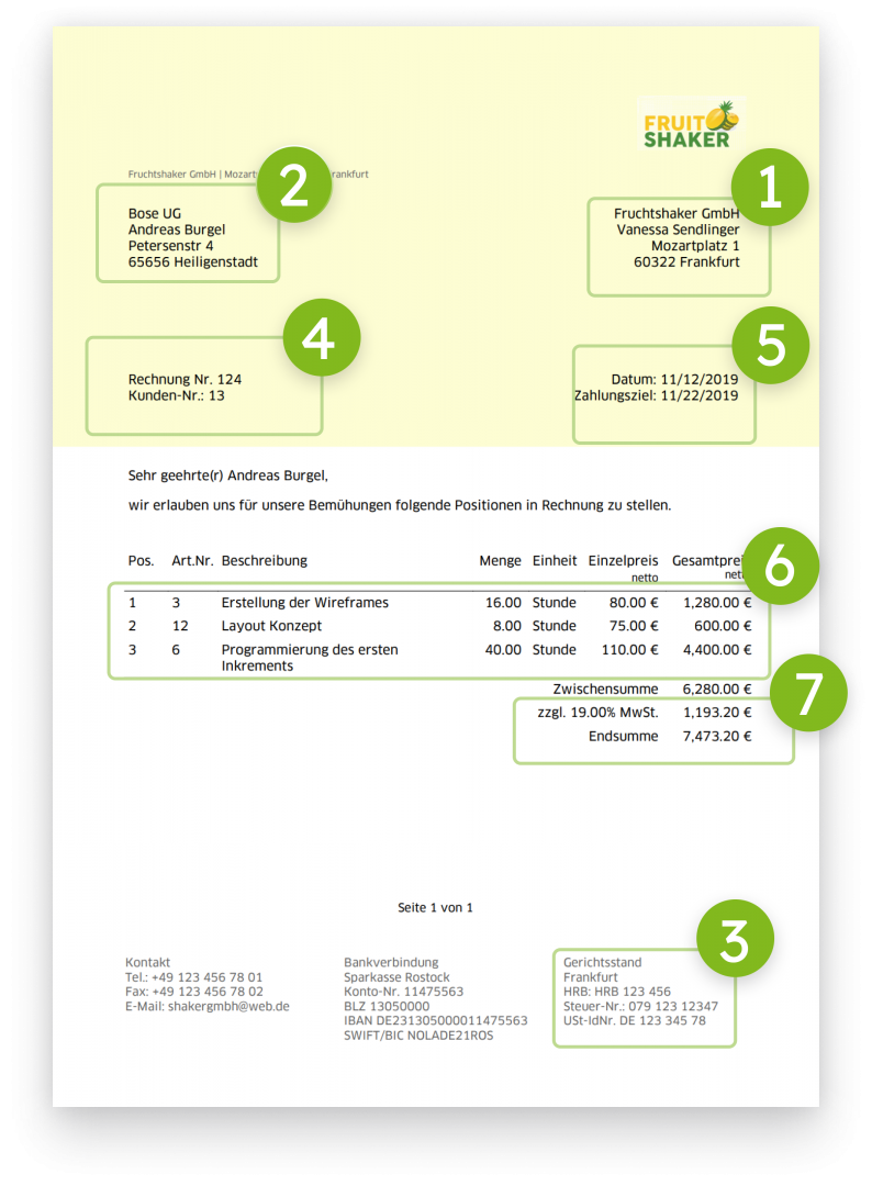Rechnung schreiben Muster