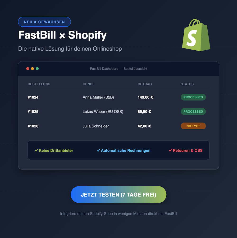 Shopify Integration für FastBill